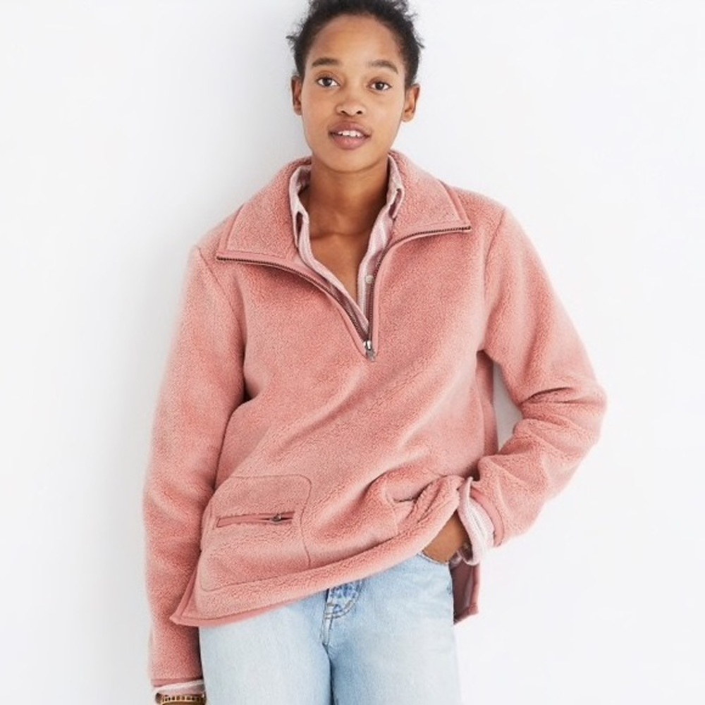 Madewell Pink Sherpa Popover Top XS
